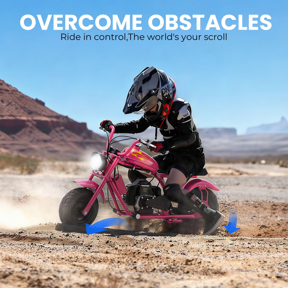 Mini Dirt Bike, DB004 Model 39 CC 4-Stroke Gas Chopper Bike with Off-Rode Tire, Disc Brakes, Max Load 160Lbs, Up to 18Mph
