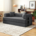 81"Convertible Floor Sleeper Sofa Bed - 3-Person Space-Saving Love Seat with Pull-Out Bed, Corduroy Boneless Compression Memory Foam, Comfy Lounge Couch for Living Room, Bedroom, Apartment, Office, No Assembly Required