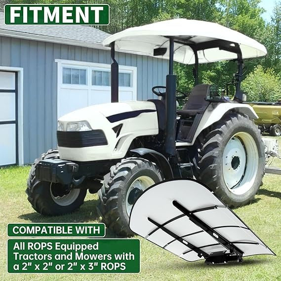 Tractor Canopy Compatible with All ROPS 48-3/8" X 48-3/8" Equipped Tractors and Mowers with a 2" x 2" or 2" x 3" ROPS (Will Add About 4'' to The Height of The Tractor, Red/Orange/Green/Wthite)