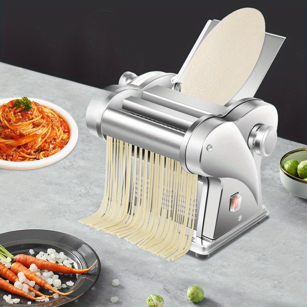 Electric Automatic Pasta Maker & Noodle Press - Stainless Steel Dough Sheeter Machine with Adjustable Thickness, Heavy-Duty for /Commercial Use Suitable for Noodles, Dumpling Wrappers, Wontons, Pancakes