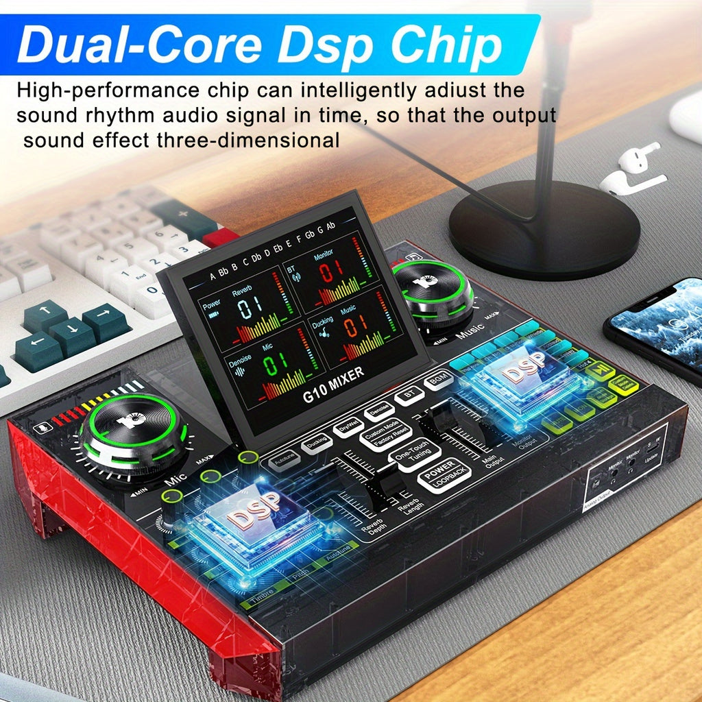 Podcast Equipment Bundle, Recording Studio Package with Voice Changer, Live Sound Card - Audio Interface for Laptop Computer Vlog Living Broadcast Live Streaming Plug And Play PC Computer Kit with Professional Chipset For, Gaming, Singing