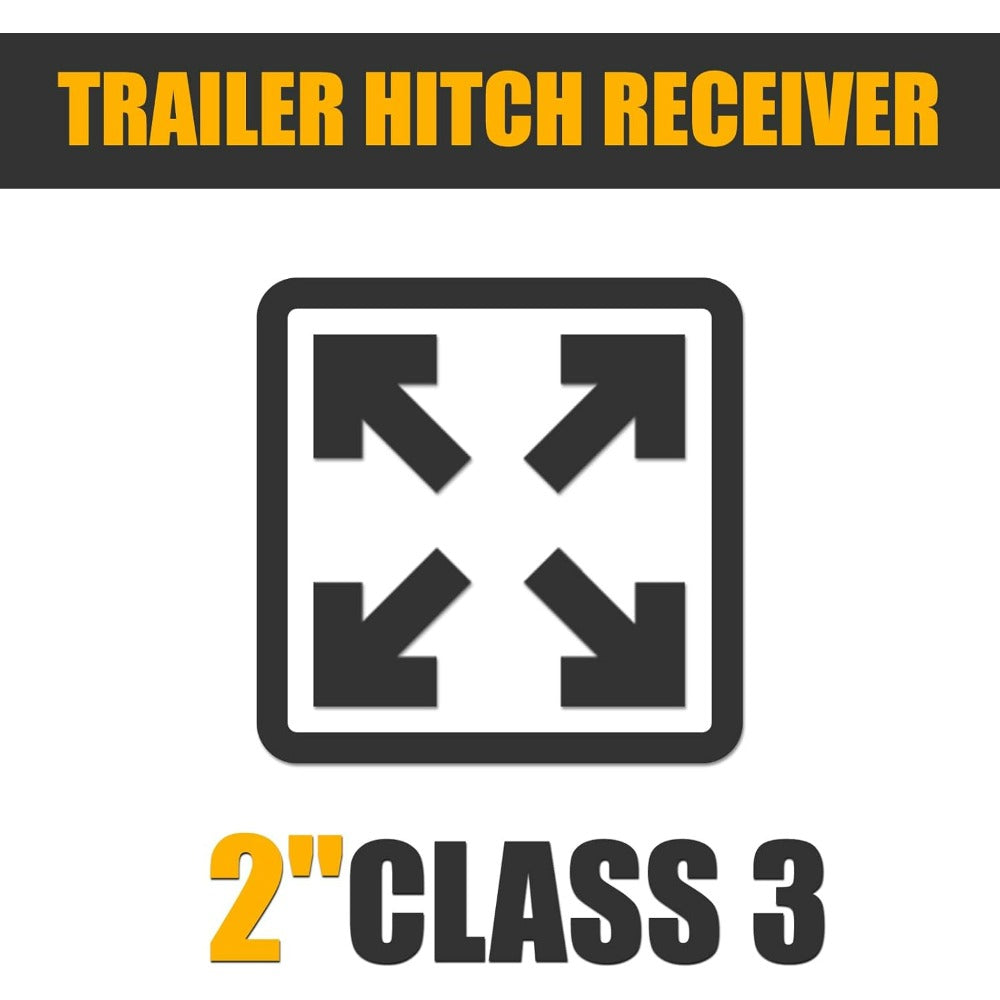 2" Class III Adjustable Trailer Hitch Receiver for Towing - Compatible with Select for Chevrolet, for Chrysler, for Dodge, Ford, G M C, Isuzu, for Jeep, Mazda, for Nissan, Plymouth, Black