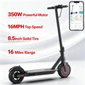 Smart APP Controlled Adult Foldable E-Scooter, 350W Motor, Long Range, 8.5" Anti-Slip Solid Tires, Clear LCD Dashboard, 3 Speed Settings, Dual Brakes, LED Front & Rear Lights, Built-in Bell, Durable Aluminum Alloy Frame, 265 LBS Weight Capacity