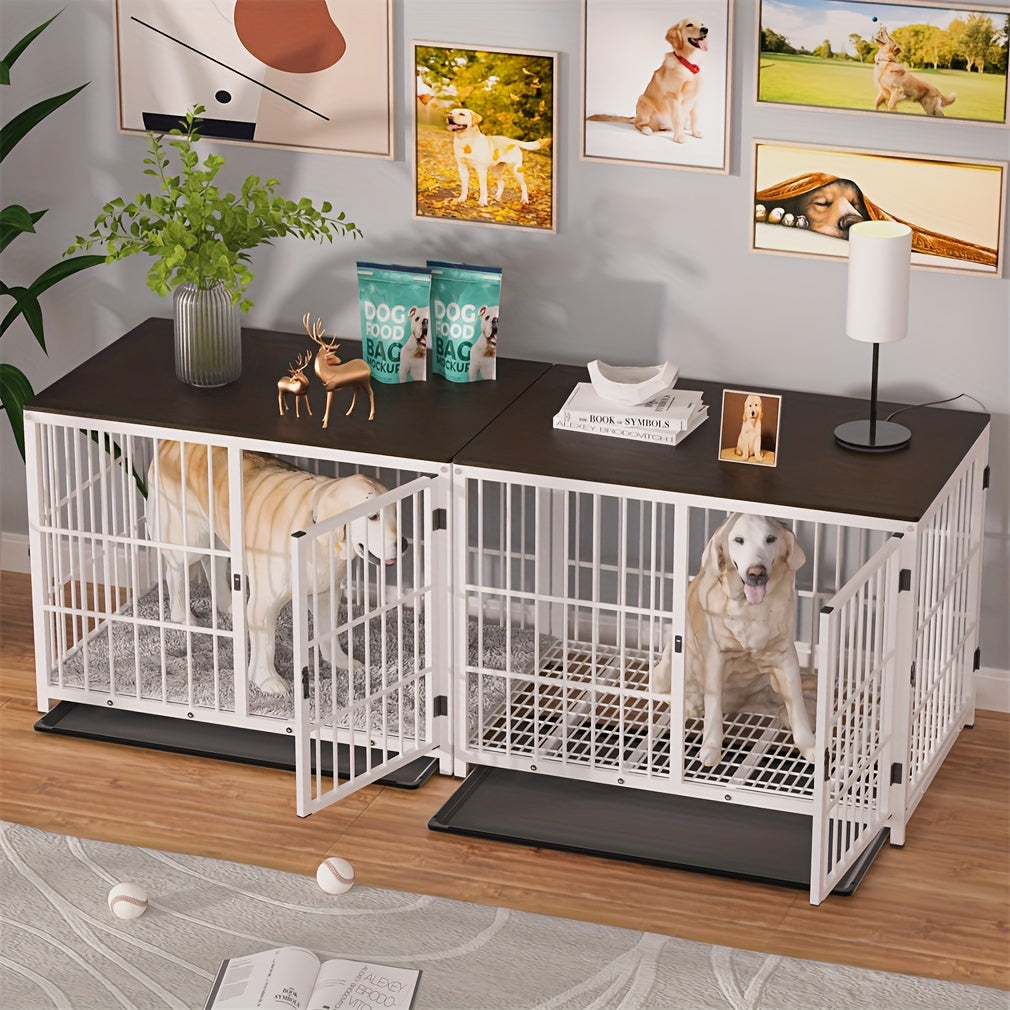 XL Large Dog Cage Heavy Duty Dog Crate Furniture, Unlimited Combinable Dog Kennel, Super Sturdy with Bottom Tray&3 Doors