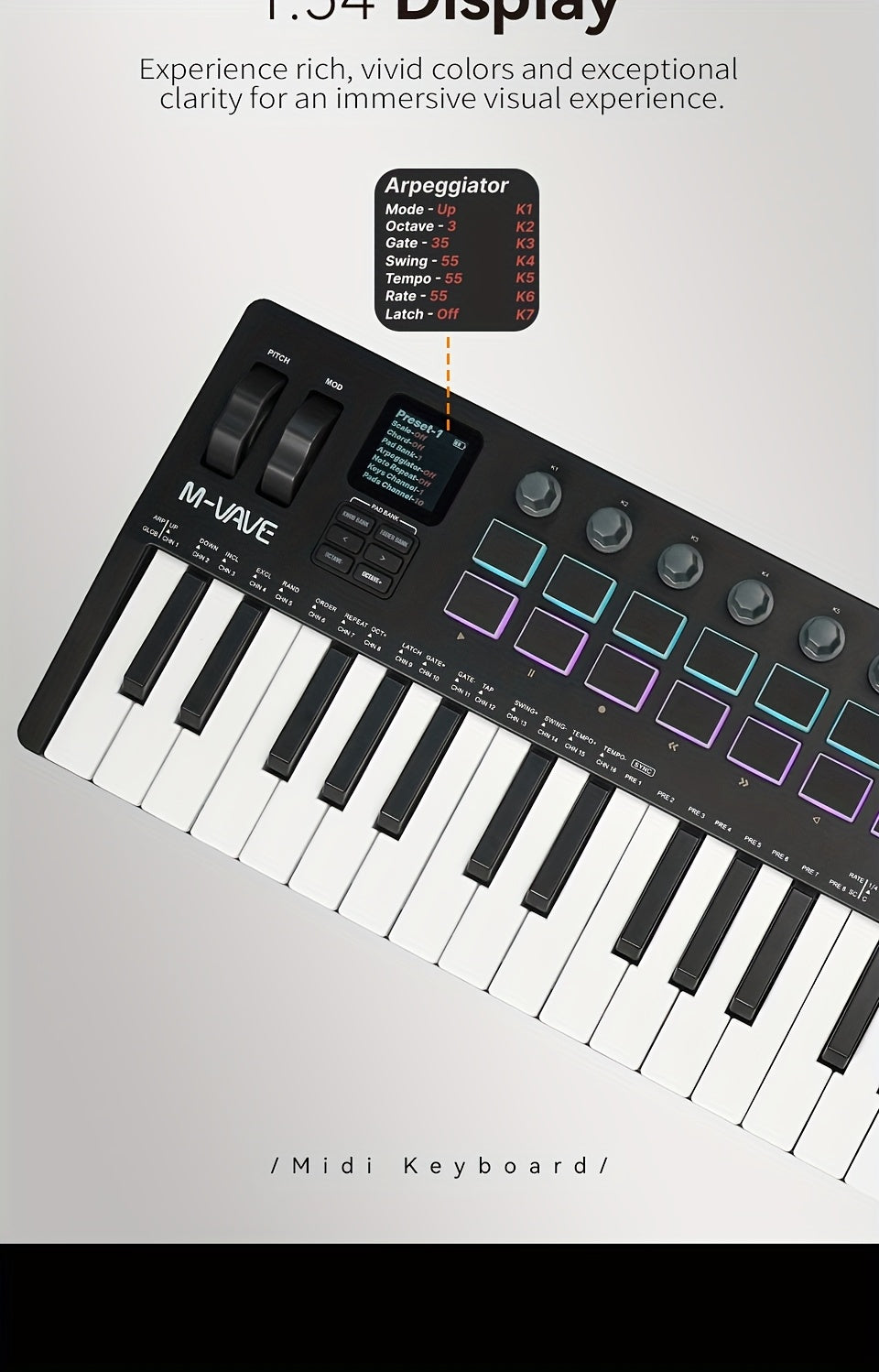 M-VAVE SMK37PRO Professional MIDI Keyboard with 37 Keys, Wireless for Music Composition And Synthesis