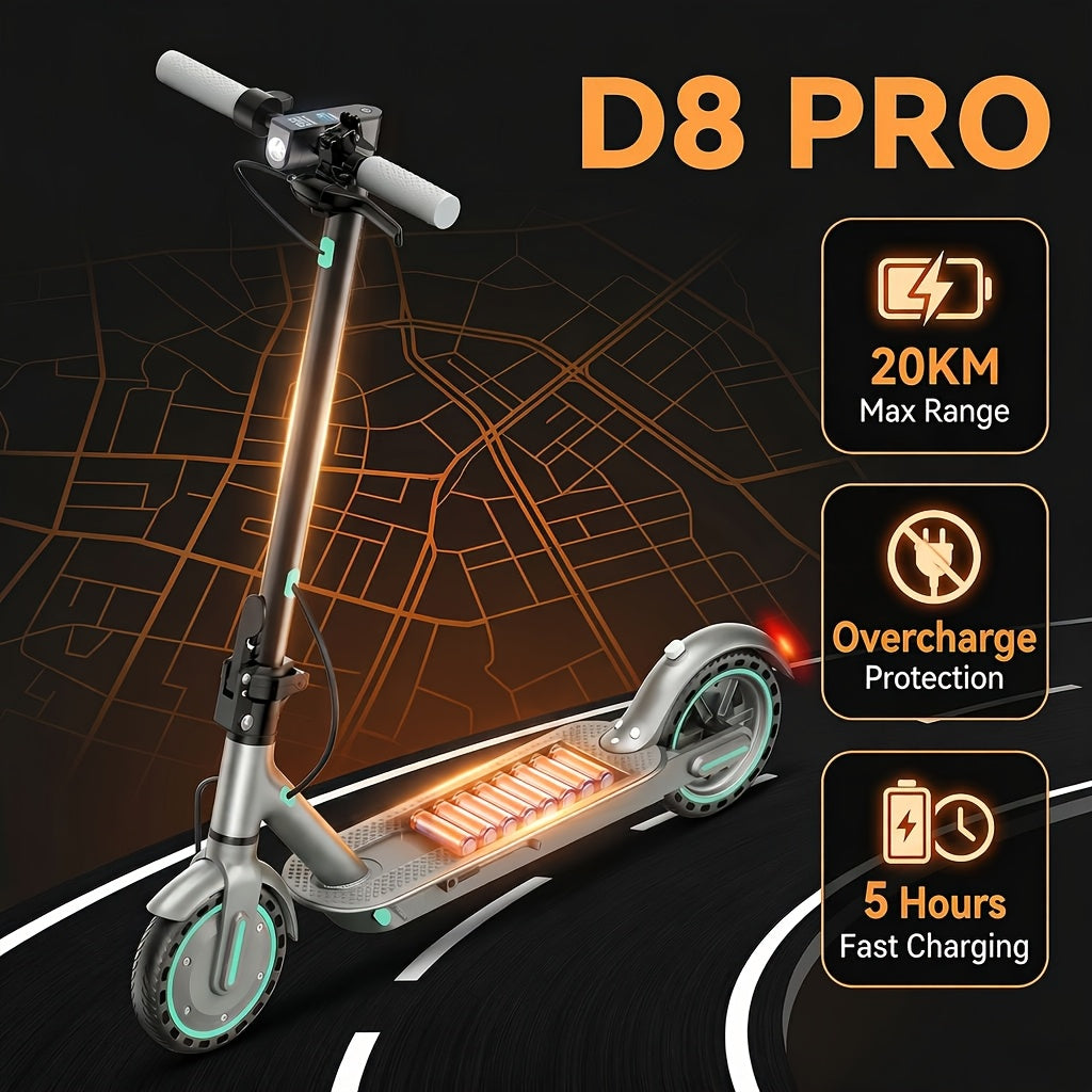 350W Foldable Commuter Electric Scooter,Top Speed of 19MP/H and 20 KM Range, 8.5-inch Solid Tire, Smart LED Display, Dual Brake System, Lightweight Quick-Folding Electric Scooter, Suitable for Commuting and Daily Travel Use, Ideal Gift for Birthdays
