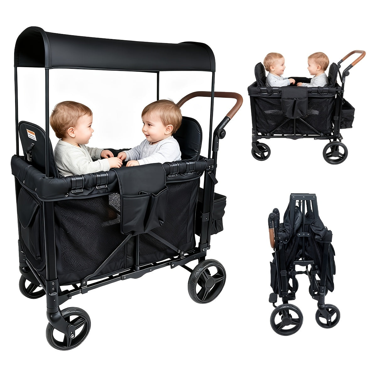 Lightweight High Landscape Quadruplets Stroller for 4 Kids & Double Stroller, 2/4 Seat Oversized Storage Basket, Suitable for Shopping, Picnics, Camping, Sports - Travel Stroller