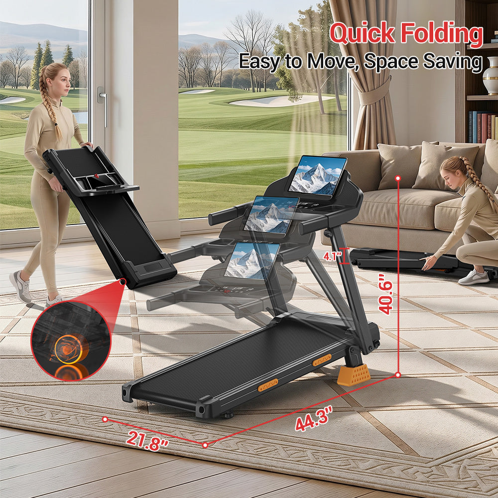 4-in-1 Foldable Treadmill with 15% Incline, Portable with Handle, 300 lbs Capacity for Home and Office