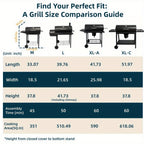 Charcoal BBQ Grills Outdoor - Barrel Charcoal Grill with Offset Smoker(Model: L)/ Outdoor BBQ Grill with Side Table(Model:M/XL-A/XL-C)for Backyard, Patio, Parties, Camping, Outdoor Cooking, Large Event Gathering, Black