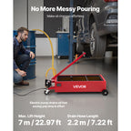VEVOR Low Profile Oil Drain Pan, 17 Gallon / 20 Gallon Capacity, Rolling Oil Drain Pan with Electric Pump, 7.2 ft Hose & T Folding Handle, Leak-proof & Corrosion-resistant, Fit for Cars, SUVs, Trucks, ATVs, White