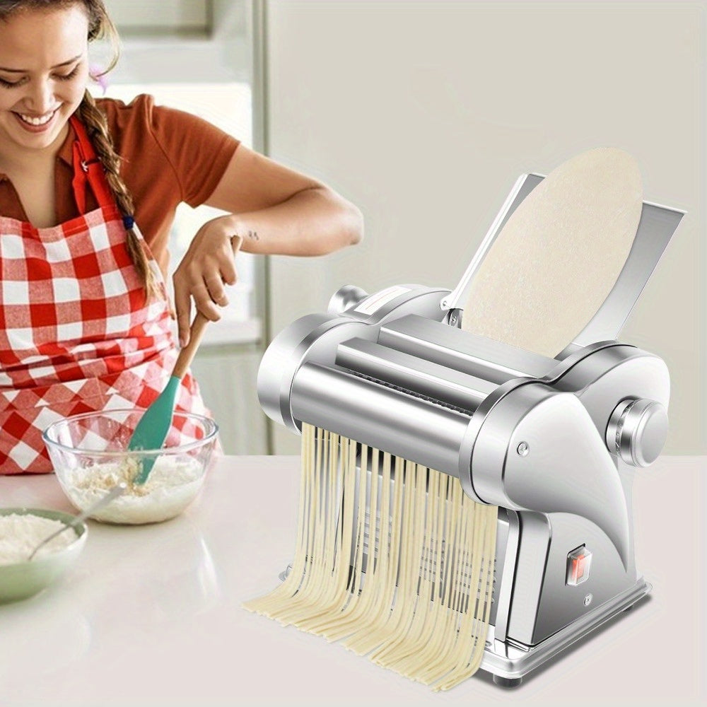 Electric Automatic Pasta Maker & Noodle Press - Stainless Steel Dough Sheeter Machine with Adjustable Thickness, Heavy-Duty for /Commercial Use Suitable for Noodles, Dumpling Wrappers, Wontons, Pancakes