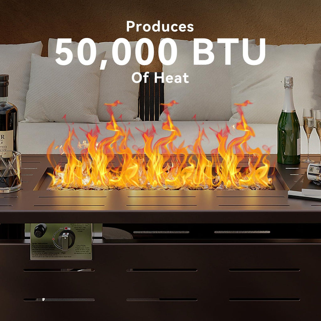 Propane Fire Pit Table for Dining and Outdoor Heat in 28 40 or 44 Inch Sizes – 50000 BTU Output