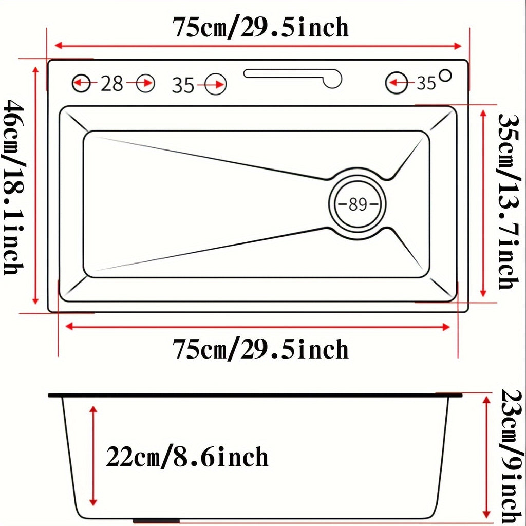 Smart Waterfall Kitchen Sink, 31.5"x17.7" Drop In Stainless Steel | Digital Display, Large Single Bowl, Workstation, Pull-Out Faucet, Multi-Function Spray, Lead-Free, Rust-Proof, Easy Clean