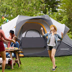 10 Person Camping Tent - Portable Easy Set Up Family Tent for Camp, Windproof Fabric Dome Tent Outdoor for Hiking, Backpacking, Traveling-14'x11'x74in(H)