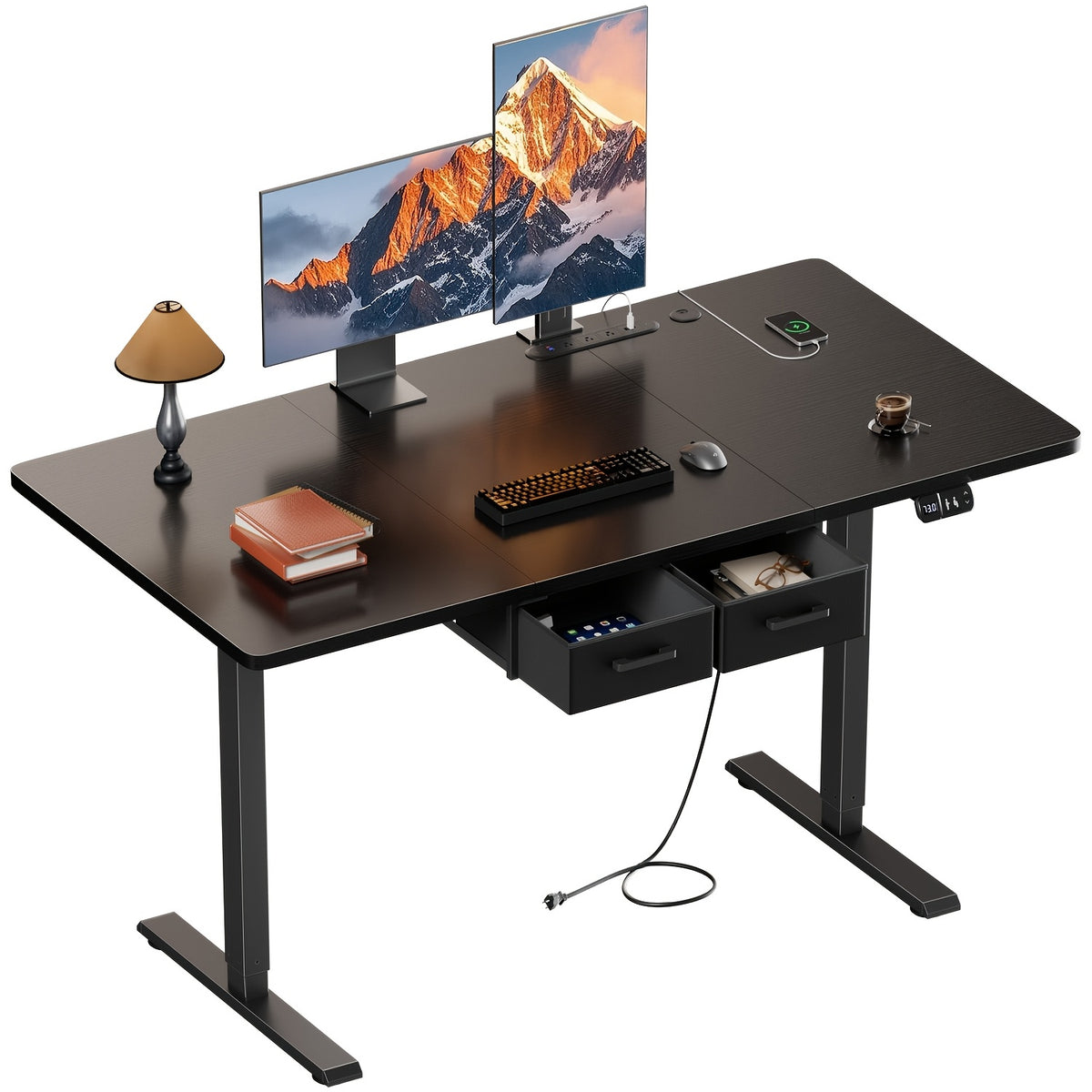 Electric Standing Desk with Memory Height Control and an Integrated Charging Hub for Organized Home Workspaces