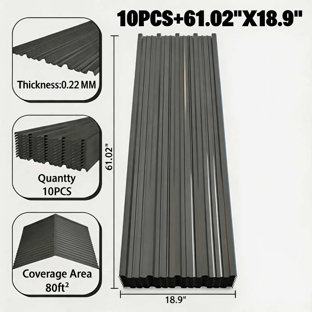[Waterproof Metal Siding] 72.85''X18.9''/61.02''X18.9'' Corrugated Galvanized Metal Roofing Panels And 1 Pair Of Gloves, Waterproof Metal Siding Panels For Outdoor House, Storage, Chicken Coop, Garage, And Shed, 20pcs/15pcs/10pcs