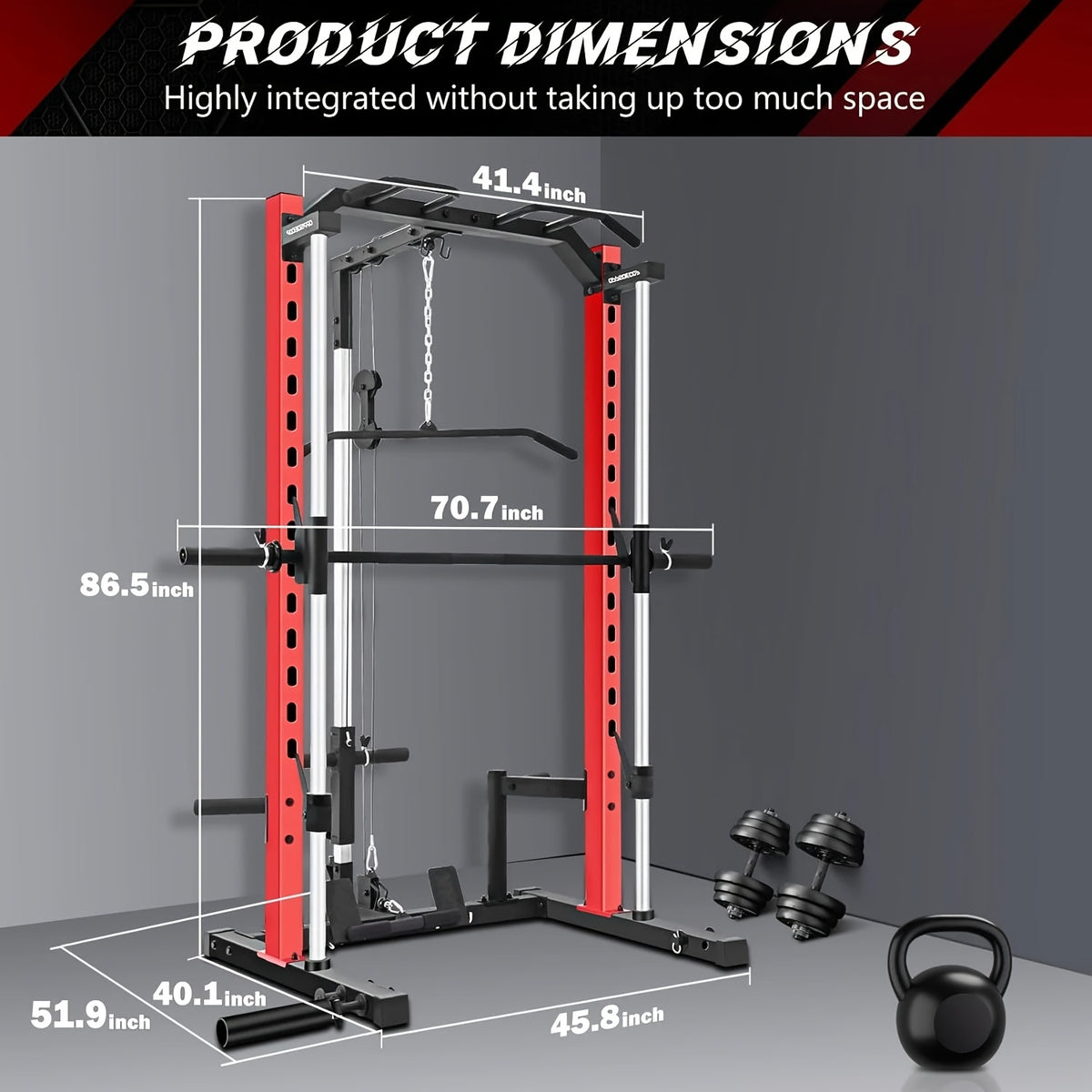 Power Cage, Multi-Functional Power Racks for Home Gym with Dual Pulley Systems, 2000 LBS Weight Capacity Fitness Squat Rack for Strength Workout with More Training Attachment Optional Weight Bench Weight Plates and Barbells Not Included