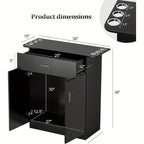 OmySalon Professional Salon & Spa Storage Station - Free Standing Barber Cabinet with Drawer, Large Storage Compartment, and 6 Hair Dryer Holders - Durable PVC, Hypoallergenic, Black