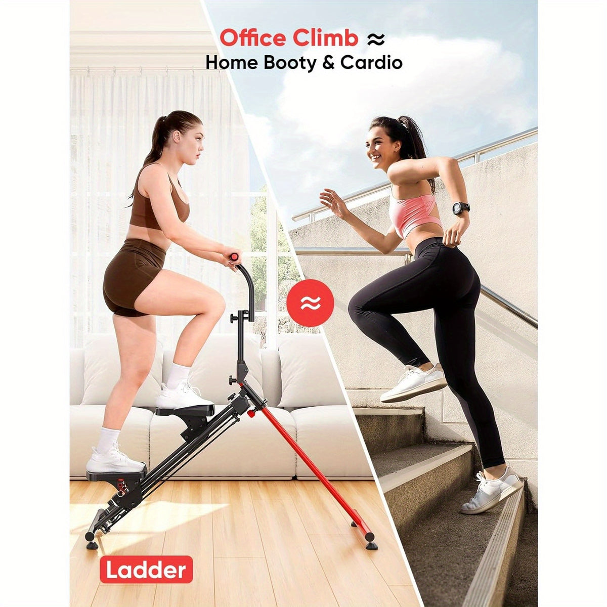 Adjustable Stair Stepper for Home with 3 Workout Modes, Folding Stair Climber with Ski Simulation & Oversized Pedals, 660LBS Capacity Step Machine with Handlebar, 90% Pre-Assembled Fitness Equipment, Without Battery