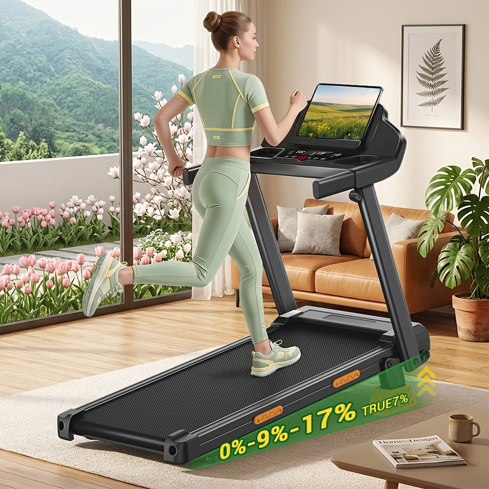4-in-1 17% Incline Folding Treadmill for Home, 3.0HP Quiet Motor, 300 Lbs Capacity, 7-Layer Shock Absorption with Handrails