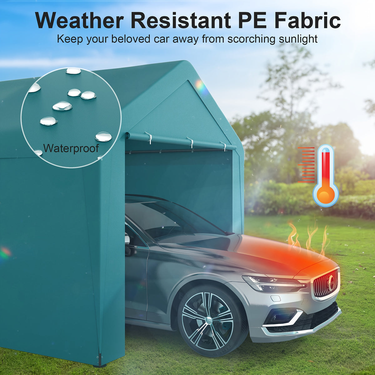 Carport 10X20 Ft Canopy Steel Canopy Storage Shed, Portable Garage Party Tent, Portable Garage with Removable Sidewalls And Doors All-Season Tarp for Carport, Parties, Weddings