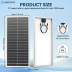 Werchtay 400W Solar Panels, 4×100W 25.5% High-Efficiency Monocrystalline Solar Panel, Waterproof PV Module for RV, Marine, Rooftop, Farm Battery, and Other Off-Grid Applications (4*100W) - Summer Early Bird Special