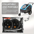 MOJAY Bike Trailer for Kids, 2in 1 Canopy Carrier Converts to Stroller Suitable for 1 to 2 Kids, 12+ Months, Quick Attach to Bike, Foldable, with 5-Point Harness And Storage Bags