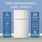 3.5/2.5 Cu.ft Small Fridge With Freezer 2-Door Compact Refrigerator 7-Level Adjustable Thermostat, Removable Shelves And Bakset, Perfect For Dorm, Office, RV, Bedroom, White