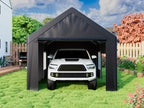 12X20 FT Heavy Duty Carport Canopy with Enhanced Base & Side-Opening Door, Portable Garage for Cars, Trucks, And Boats, Black