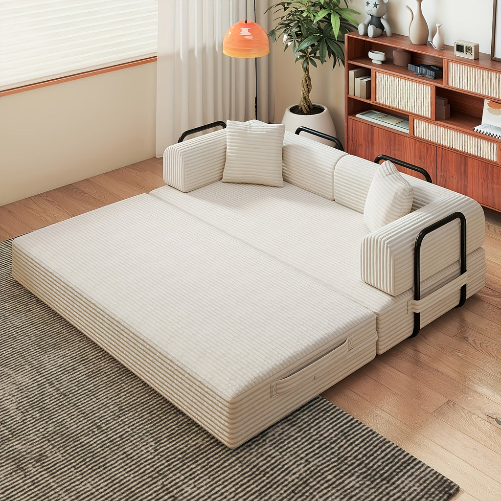 Futon Sets Convertible Floor Sofa Bed With Fixed-Shape Frame, King Size Floor Sleeper 5-in-1 Combination Modular Sofa, Modular Folding Mattress Couch For Living Room Bedroom Playroom