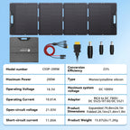 LVYUAN New Portable Solar Panel 200W/400W for Power Station, 23% Efficiency Mono Foldable Solar Charger with 4 Kickstands And 3M Cable (MC4 to DC5521/DC5525/DC7909/XT60 Connectors) for Camping RV Home Backup, Without Battery