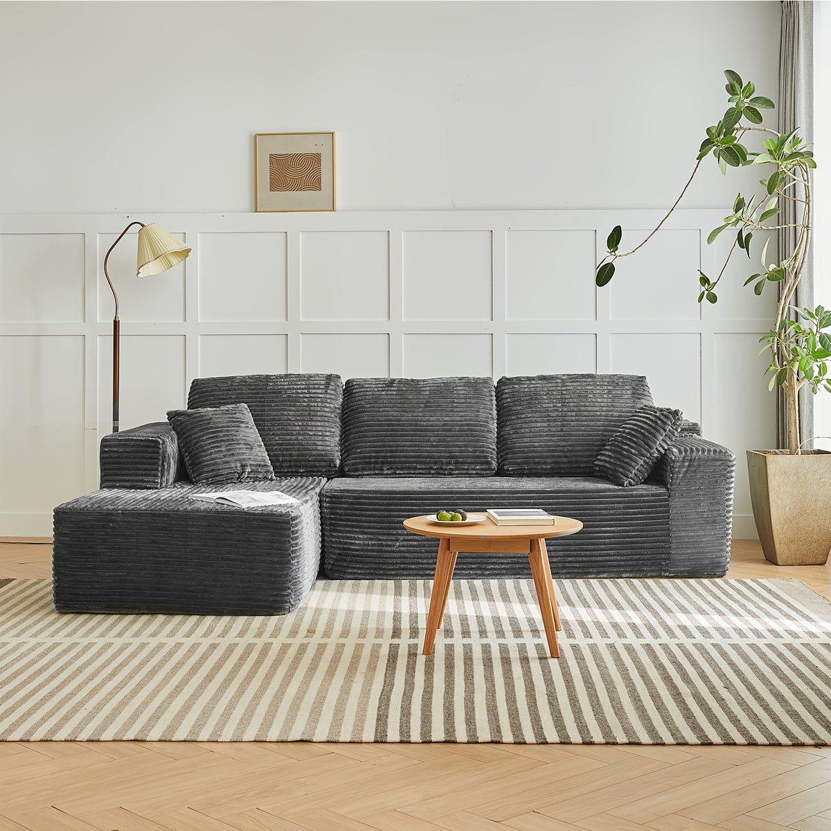 104" Cloud Modular Sectional Sofa Couch, Comfort L Shaped Sofa with Deep Seat, Modern Upholstered Couches for Living Room Bedroom, No Assembly Required, (Plush Corduroy)