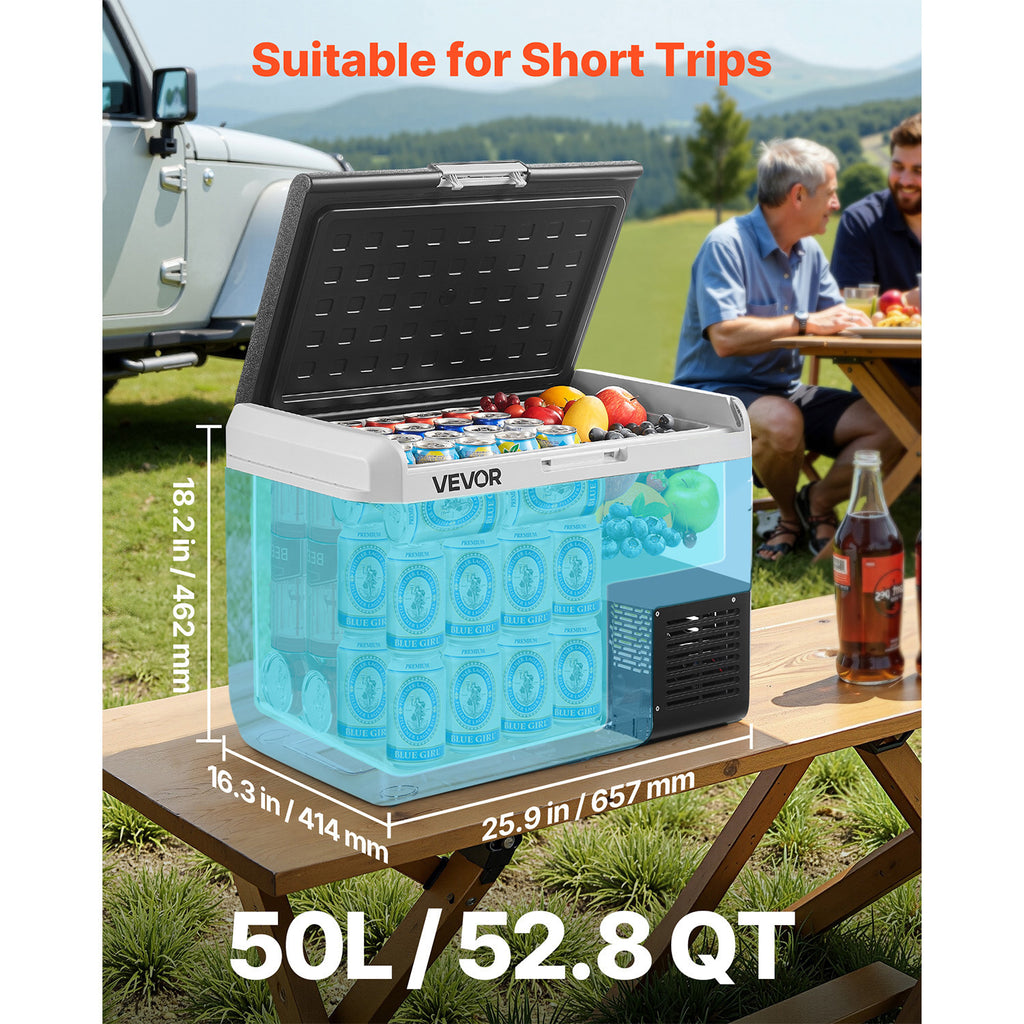 VEVOR 12 Volt Car Refrigerator Portable Freezer 31.7QT Electric Cooler for Camping 25L/30L/40L/50L