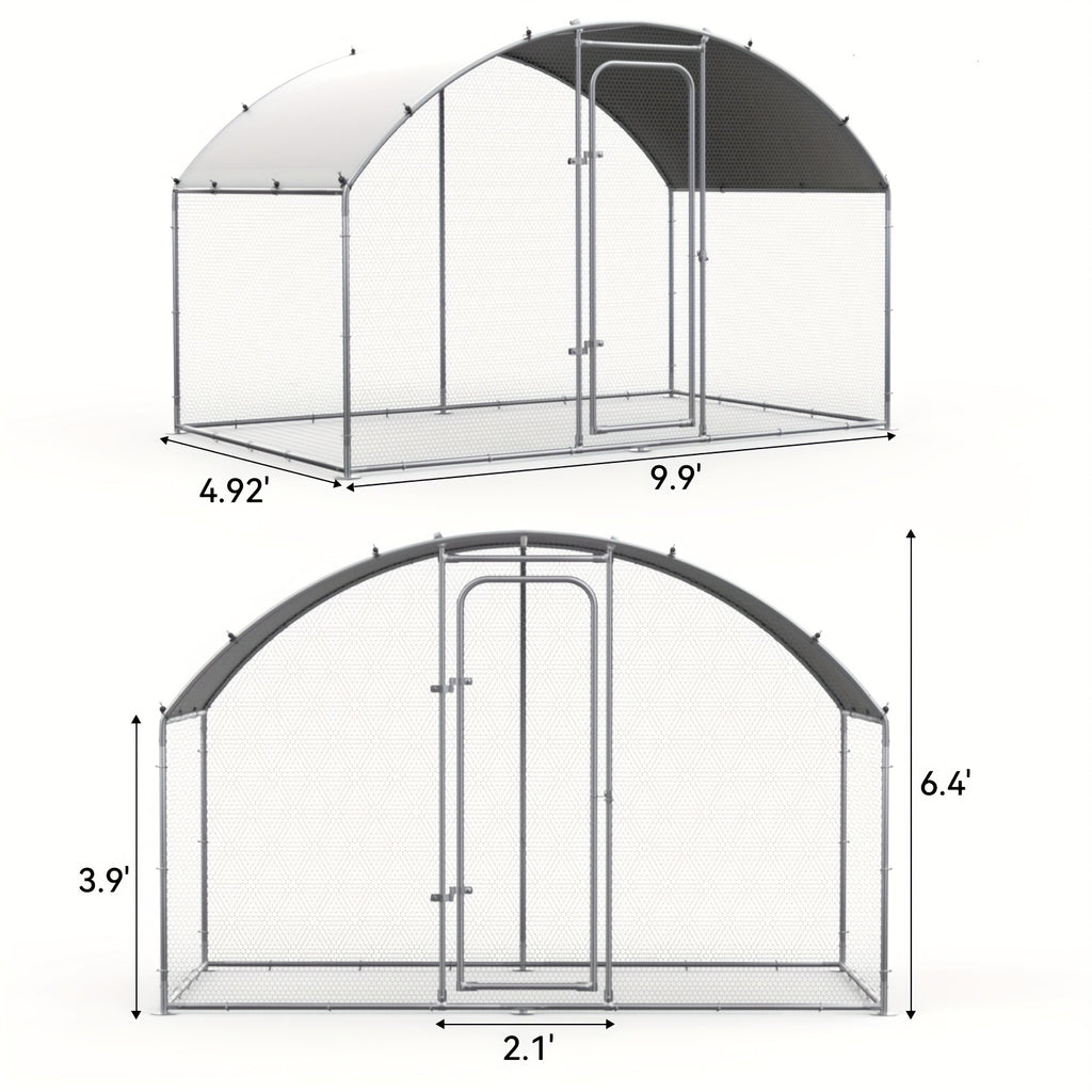 SNDM Chicken Coop Large Metal Chicken Run Upgrade Wire Mesh Chicken Pen with Water-Resident And Anti-Uv Cover, Duck Rabbit House Outdoor