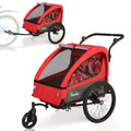 2in 1 Kids Bike Trailer And Stroller with Suspension Bike Trailer for 1 to 2 Children, Jogging Function, Foldable, 5-Point Harness, Spacious Storage, with Bug Screen And Weather Shield