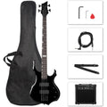 [Bass Guitar Set] Electric Bass Guitar Full Size Flame Design Bass Set with 20 Watt Amplifier, Portable Bass Bag, Superior Amp Wire, Adjustable Guitar Strap, Plectrum, Wrench Tool