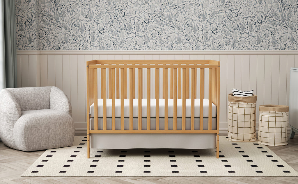 Goldzone Crib 5in 1 Convertible, Wooden Newborn Essentials Convertible to Toddler Bed, Sofa Bed and Full Size Bed, Baby Cribs with 4 Adjustable Bases for Nursery Decor, Baby Stuff Clearance, Item Weight: 37lbs, Maximum Weight Recommendation: 50lbs