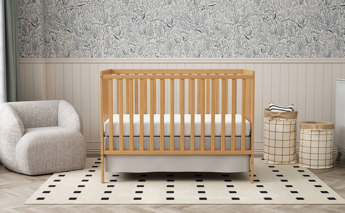 Goldzone Crib 5in 1 Convertible, Wooden Newborn Essentials Convertible to Toddler Bed, Sofa Bed and Full Size Bed, Baby Cribs with 4 Adjustable Bases for Nursery Decor, Baby Stuff Clearance, Item Weight: 37lbs, Maximum Weight Recommendation: 50lbs