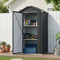 UMORLYRAE Vertical Metal Tool Cabinet, Weatherproof Outdoor Storage Shed with Floor Base & Adjustable Shelves, A-Frame Roof Design, Space-Saving for Garden, Garage, Patio(2.5x2ft/3.5x2.2ft)