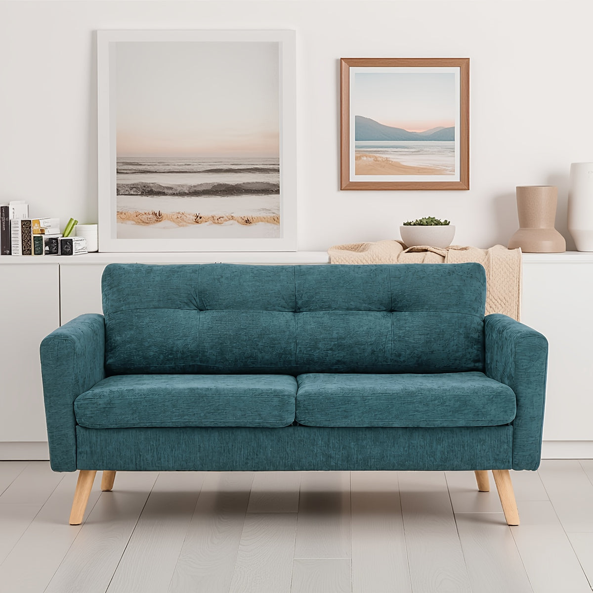 Loveseat Sofa, Mid-Century Modern Decor Love Seat Couches for Living Room, Button Tufted Upholstered Small Couch for Bedroom, Solid And Easy to Install Love Seat Furniture