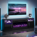 70“ Fireplace TV Stand with 36" Electric Fireplace Up to 80" TVs, Led Entertainment Center with High Glossy Doors, Modern Wood Media TV Console for Living Room