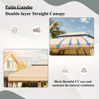Outdoor Patio Gazebo 10'x13', Heavy Duty Party Tent & Shelter With Double Roofs, Mosquito Nettings And Privacy Screens For Patio Lawn And Garden, Brown