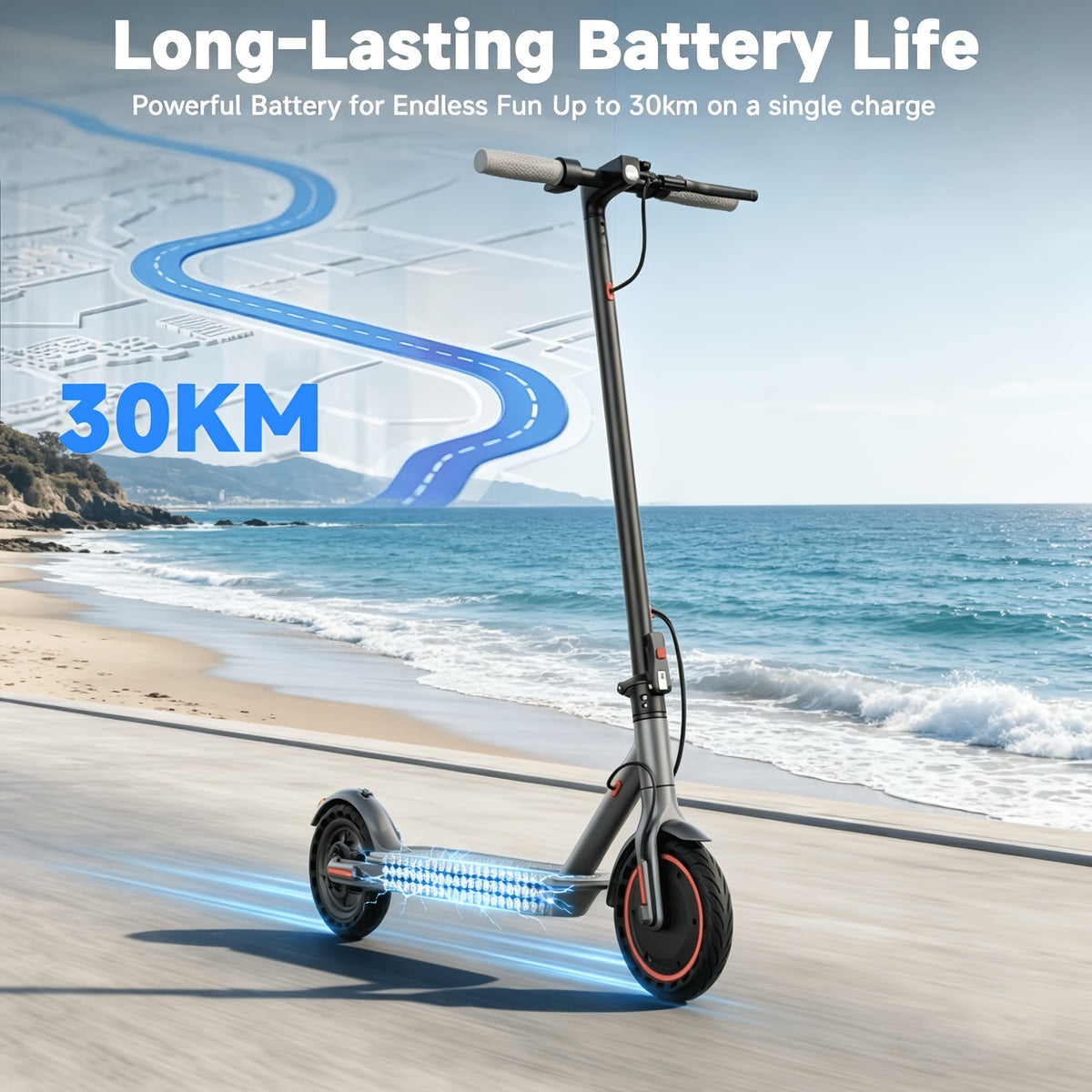 LADPED Commuter Foldable Electric Scooter for Adults, Smart App, 450W/500W Motor, 36V-48V Battery, with 8.5-14inches Tyres, 15-20MPH Speed, LCD Dashboard, LED Headlight Taillight, Integrated Bell, Duty Aluminum Alloy Frame, 265 LBS Weight Limit