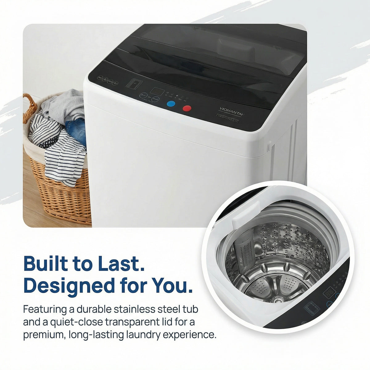 15.6/17.6/25/30lbs Full Automatic Portable Washing Machine - Compact Design with Drain Pump, 10 Programs, 8 Water Levels, LED Display & 24H Delay Start, Ideal for Apartment, RV & Camping