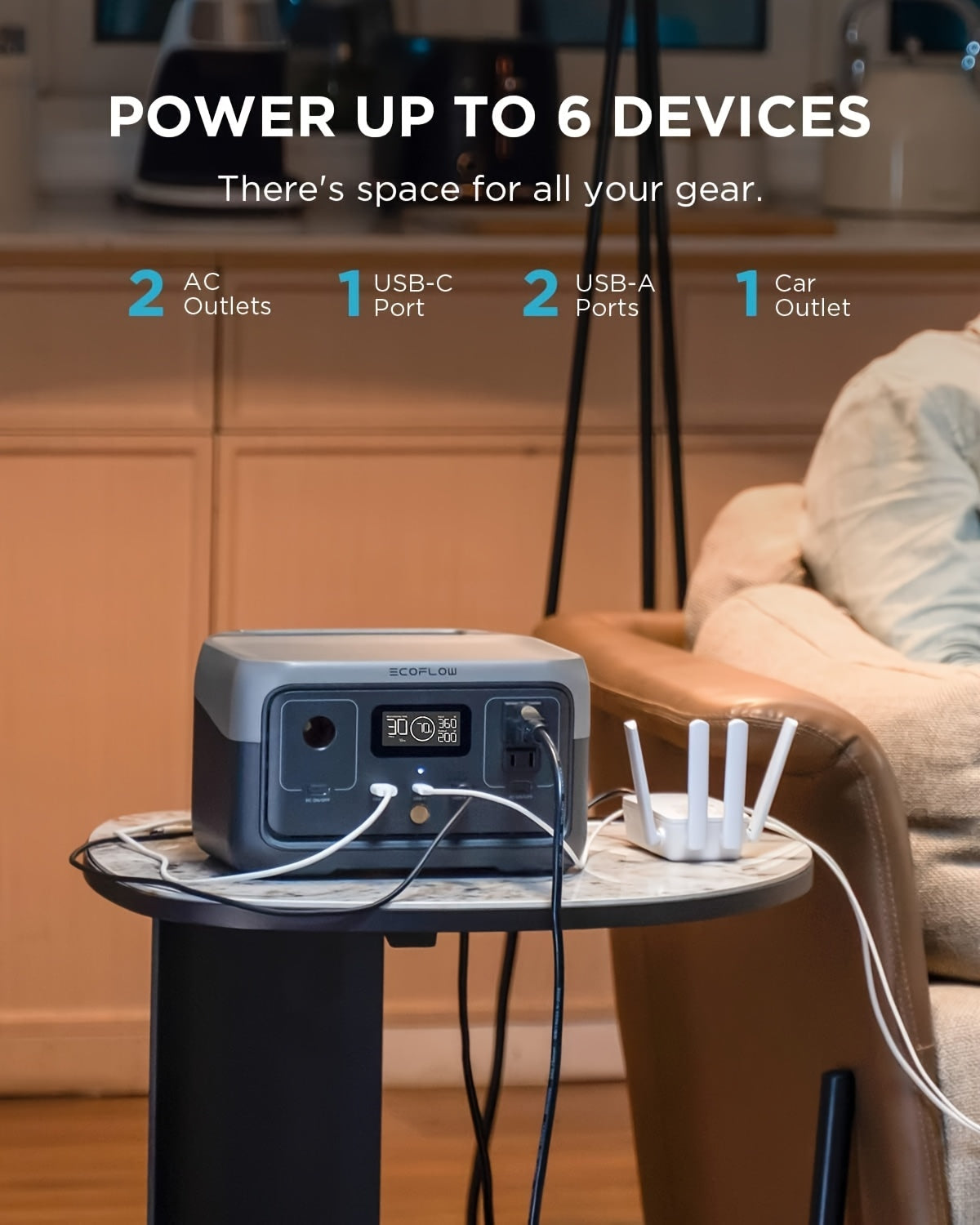ECOFLOW 243Wh Portable Power Station, RIVER 2 Lifepo4 Battery/ 1 Hour Fast Charging, 2 Up to 600W AC Outlets, Solar Generator for Outdoor Camping/Rvs/Home Use