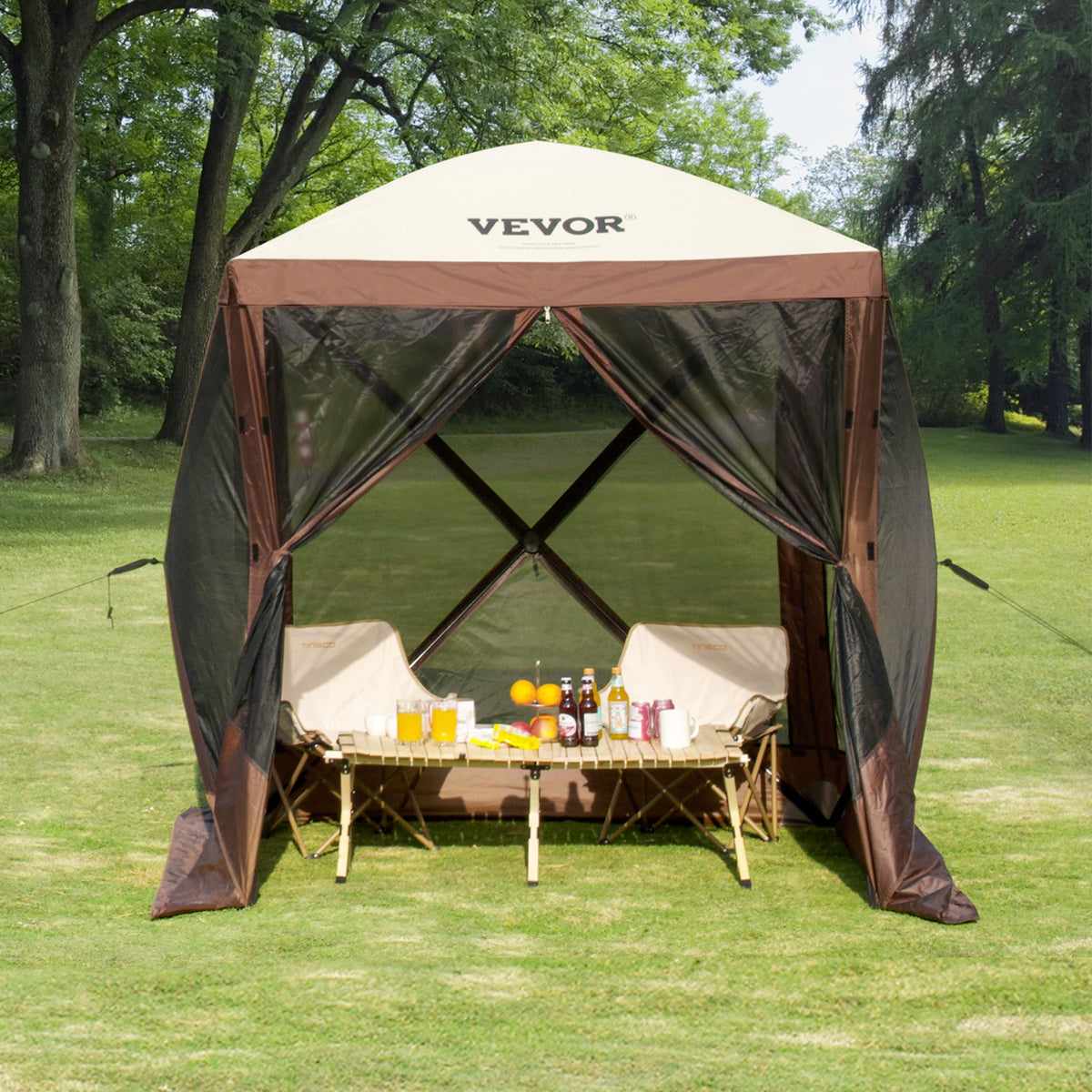 Pop-Up Screen Gazebo Tent by VEVOR, Removable Privacy Panels for Camping, Picnics and Backyard Gatherings