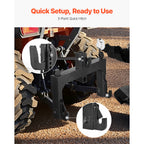 3-Point Quick Hitch with 2" Receiver Category 1 & 2 Tractor Hitch 3000lb Black/Orange/Green