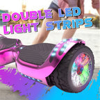 6.5-Inch Hoverboard with 10-Mile Range and 7 MPH Top Speed, Self-Balancing Electric Scooter with Dual Motors, Portable Design and Smooth Riding Performance. The compact 6.5-inch wheels provide responsive handling and easy control, while the rechargeable b