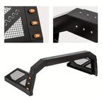 Pickup Truck Roll Bar Chase Rack with 6 Amber Side Marker Lamps in Fine Textured Black No-Drill Design