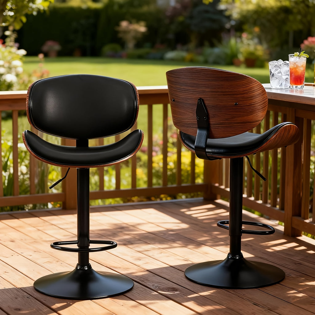 2pcs Or 4pcs for Bar Stool Set with Adjustable Height, PU Leather Seat Cushion, Ergonomic Backrest, Footrest, And Non-Slip Rubber Base, Perfect for Bars And Home Kitchen Islands